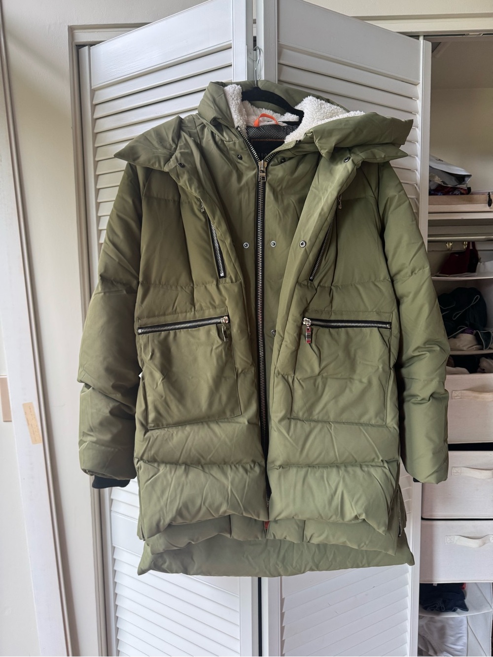 Olive Green Insulated Hooded Puffer Coat